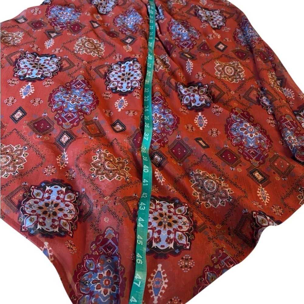 Maurice’s Medallion  Bohemian Rust High Low Patterned Midi Dress size Medium - Picture 11 of 16